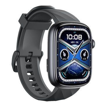 Smartwatch with a dark gray band on a white background